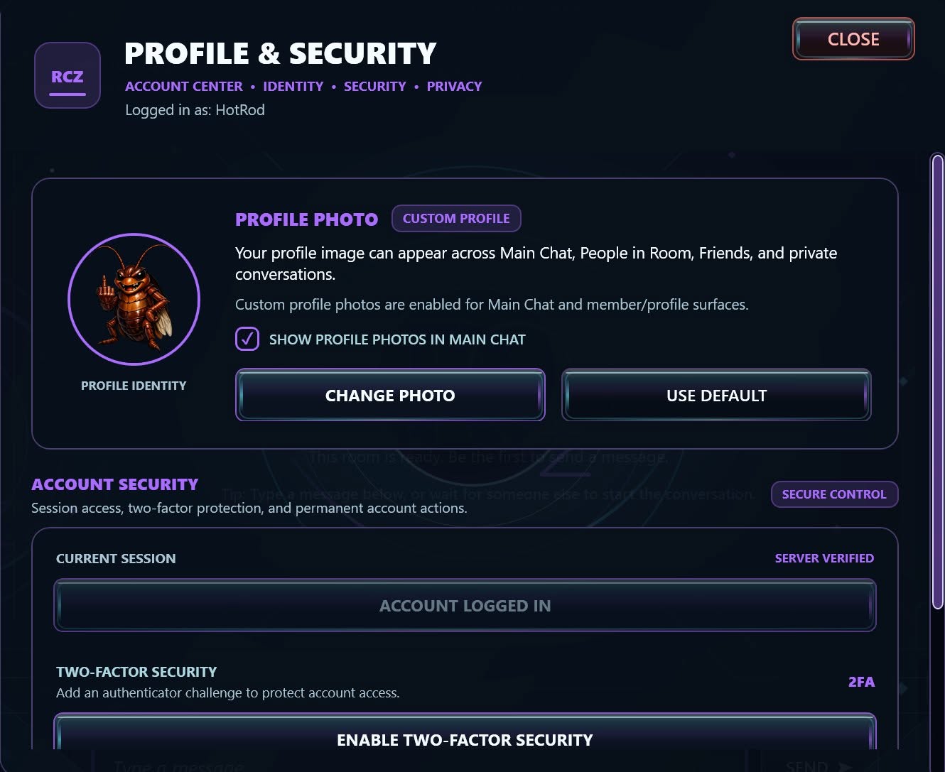Reapers Chat Zone client screenshot 3