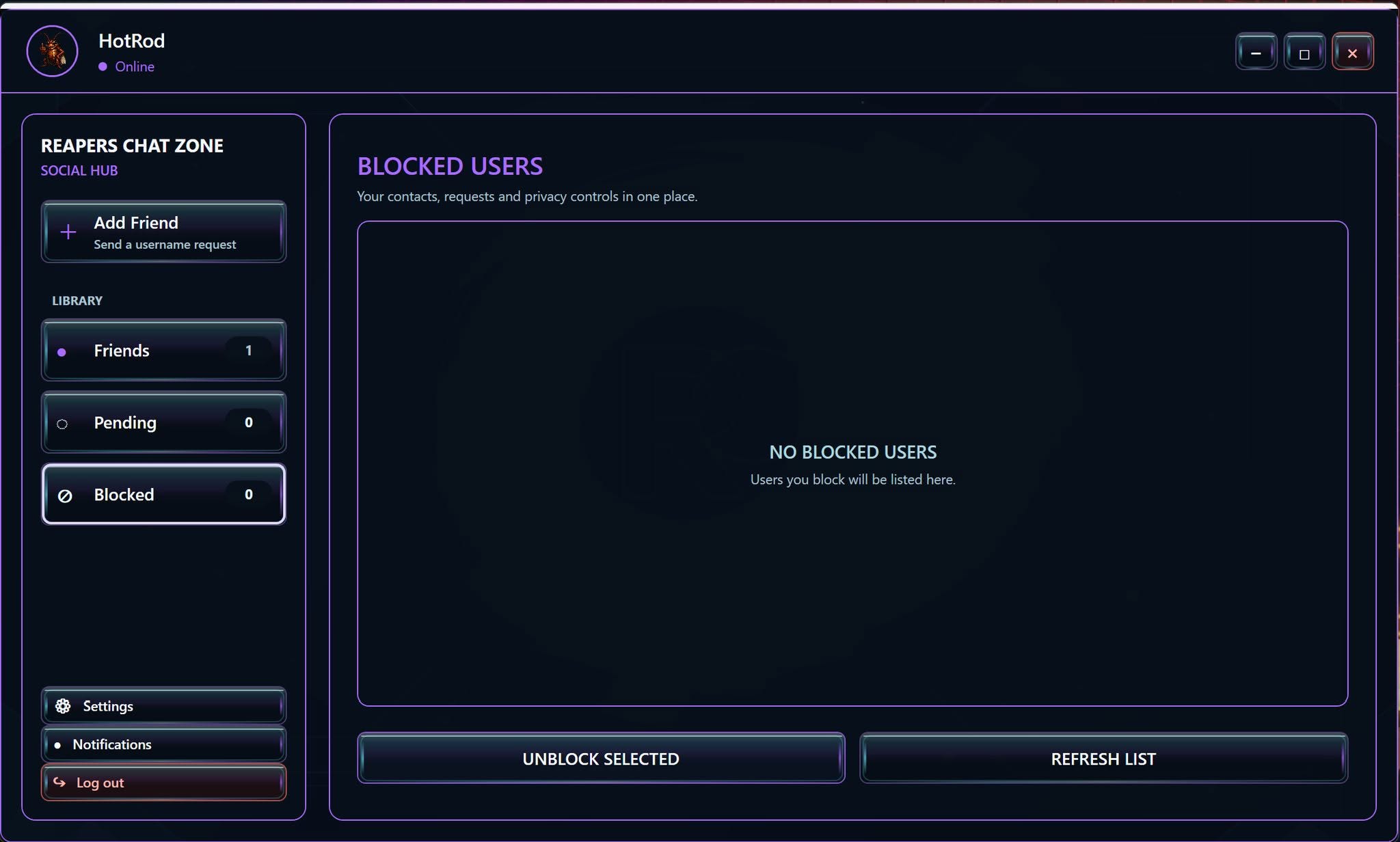 Reapers Chat Zone client screenshot 14